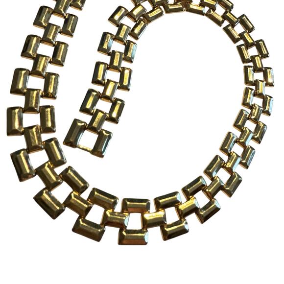 Avon chunky box chain collar necklace choker goldtone lightweight vintage Y2K - Picture 4 of 8